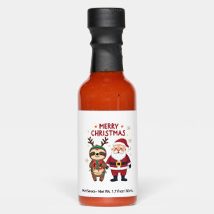 Cute Xmas Sloth Santa on Sloth Christmas Long Slee Hot Sauces
