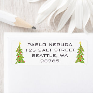 Cute Xmas Trees Illustration CUSTOM Mailing  Label