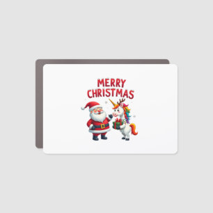 Cute Xmas Unicorn Santa on Unicorn Christmas T-Shi Car Magnet