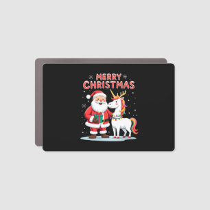 Cute Xmas Unicorn Santa on Unicorn Christmas T-Shi Car Magnet