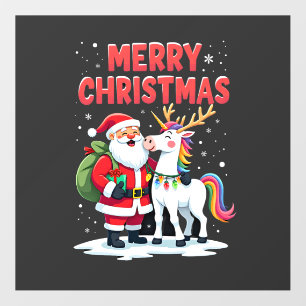 Cute Xmas Unicorn Santa on Unicorn Christmas T-Shi Floor Decals