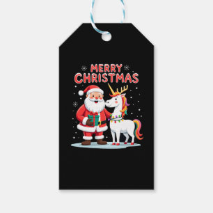 Cute Xmas Unicorn Santa on Unicorn Christmas T-Shi Gift Tags