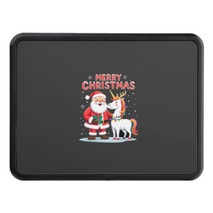 Cute Xmas Unicorn Santa on Unicorn Christmas T-Shi Hitch Cover