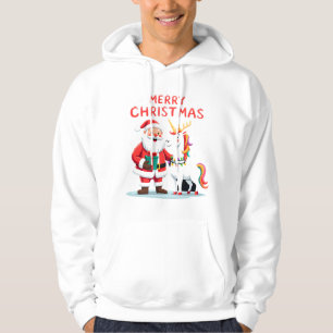 Cute Xmas Unicorn Santa on Unicorn Christmas T-Shi Hoodie