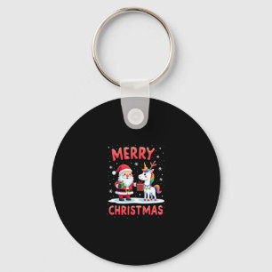 Cute Xmas Unicorn Santa on Unicorn Christmas T-Shi Keychain