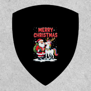 Cute Xmas Unicorn Santa on Unicorn Christmas T-Shi Patch