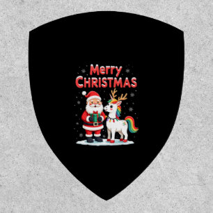 Cute Xmas Unicorn Santa on Unicorn Christmas T-Shi Patch
