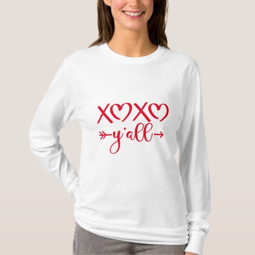 Cute XOXO Yall Valentines Day 2024 Trend White T_Shirt