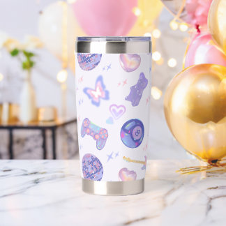 Cute Y2K Aesthetic Kitsch Pastel Lavender Pattern Insulated Tumbler