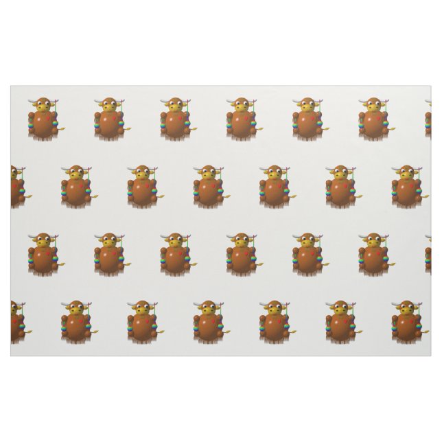 Cute Yak With Yo-Yos Fabric (Fat Quarter)