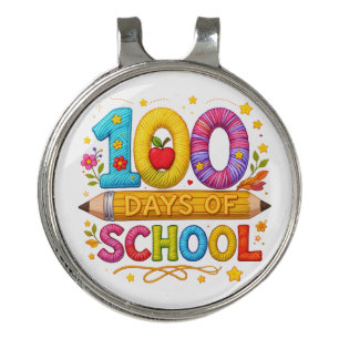 Cute Yarn 100 Days of School Teacher Girls T-Shirt Golf Hat Clip