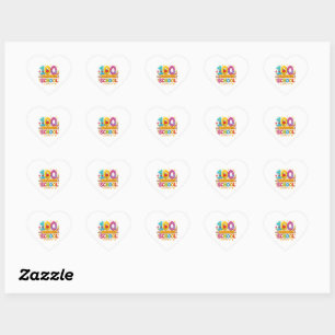 Cute Yarn 100 Days of School Teacher Girls T-Shirt Heart Sticker