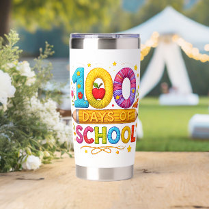 Cute Yarn 100 Days of School Teacher Girls T-Shirt Insulated Tumbler