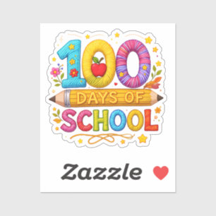 Cute Yarn 100 Days of School Teacher Girls T-Shirt Sticker