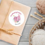Cute Yarn Heart Knitting Needles Classic Round Sticker