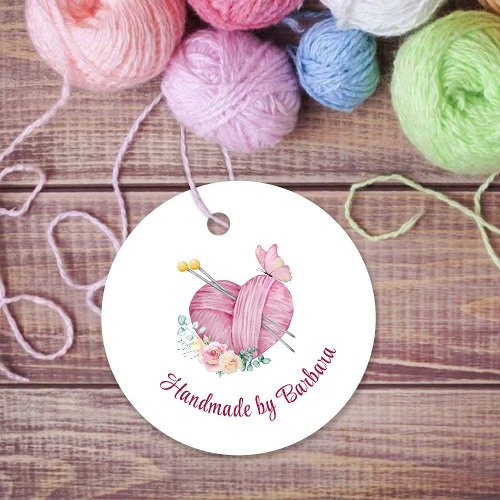 Cute Yarn Heart Knitting Needles Favor Tags