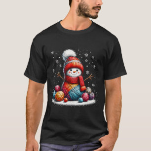 Cute Yarn Snowman Quilter Christmas Crochet Knitti T-Shirt
