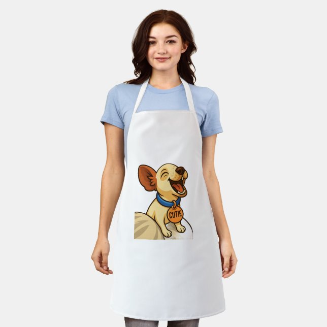 Cute yawning Chihuahua cartoon Apron (Worn)