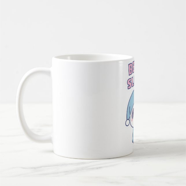 Cute Yawning Panda Beary Sleepy Pun Coffee Mug (Left)