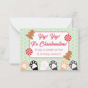 Cute Yay Yay Its Christmastime Cat  Note Card