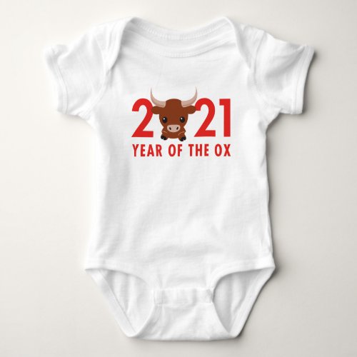 Cute Year of the Ox 2021 Chinese New Year Baby Bodysuit
