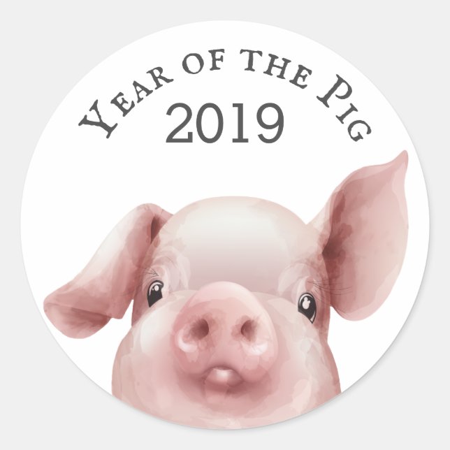Cute Year of the Pig 2019 Envelope Seal (Front)