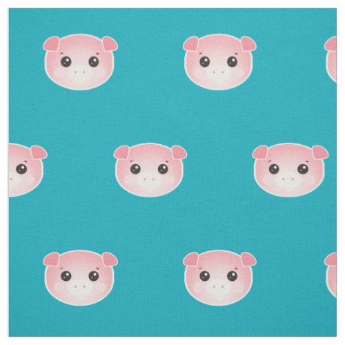 Cute Year of the Pig Kawaii style illustration Fabric