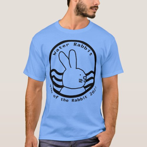 Cute Year of the Rabbit 2023 Water Monochrome T_Shirt