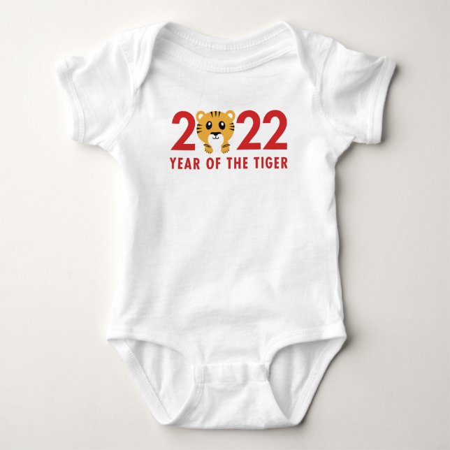 Cute Year of the Tiger 2022 Chinese New Year Baby Bodysuit (Front)