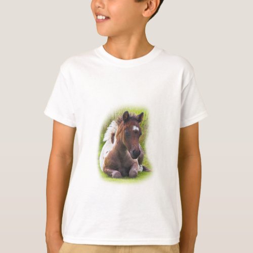 Cute Yearling Foal kids ringer tshirt