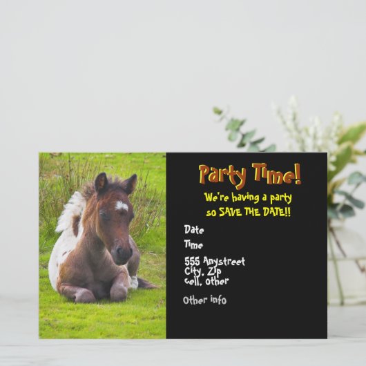 Cute Yearling Foal party invitations (Standing Front)