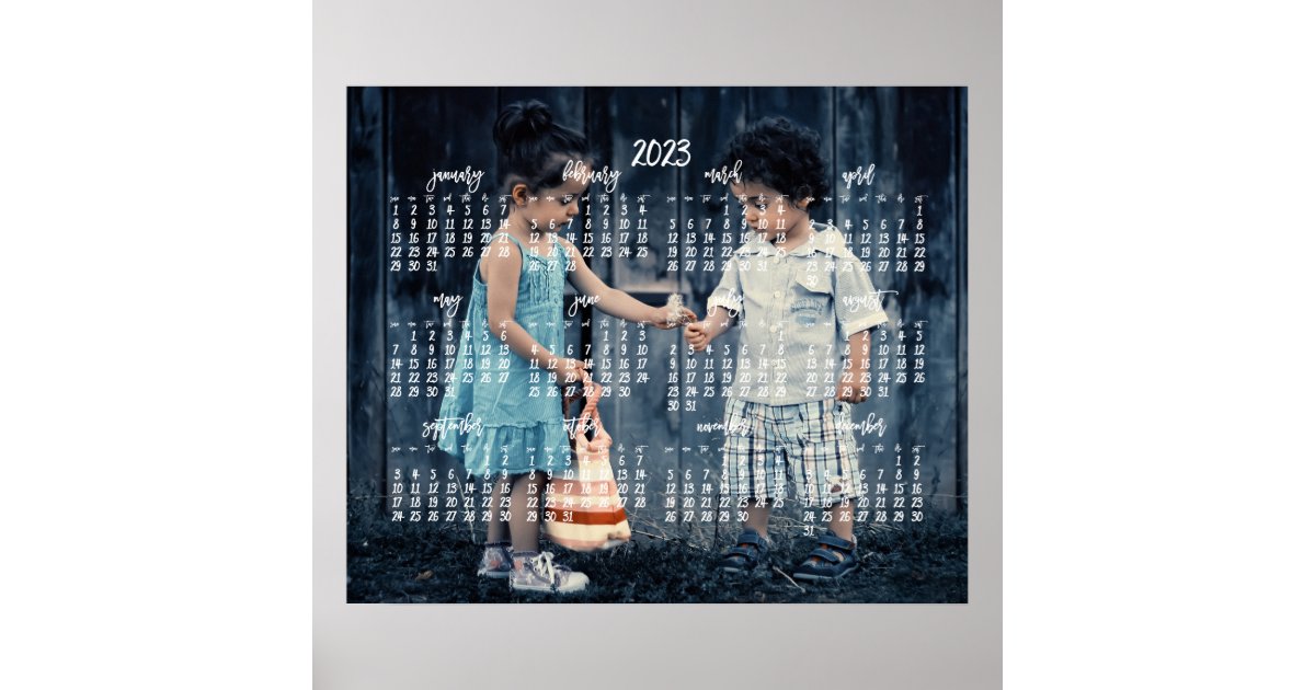 Cute Yearly Calendar 2023 Photo Poster Zazzle