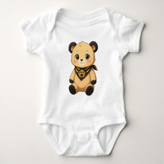 Cute Yellow and Black Ancap Teddy Bear Baby Bodysuit