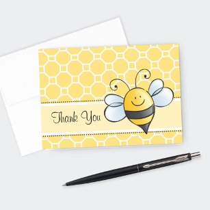 Cute Yellow and Black Bumblebee Thank You Card