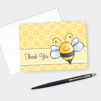 Cute Yellow And Black Bumblebee Thank You Card by Plush_Paper at Zazzle