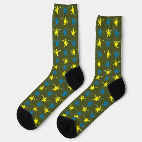 Cute Yellow and Blue Helicopter Pattern Socks