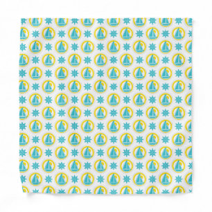 Cute Yellow and Blue Nautical Pattern Bandana