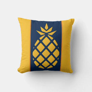 Cute Yellow And Blue Pineapple Monogram Throw Pillow