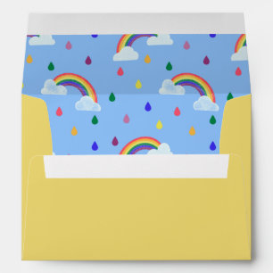 Cute Yellow And Blue Rainbow Raindrops Envelope
