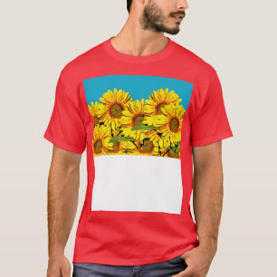 Cute Yellow and Blue Sunflower Pattern T-Shirt