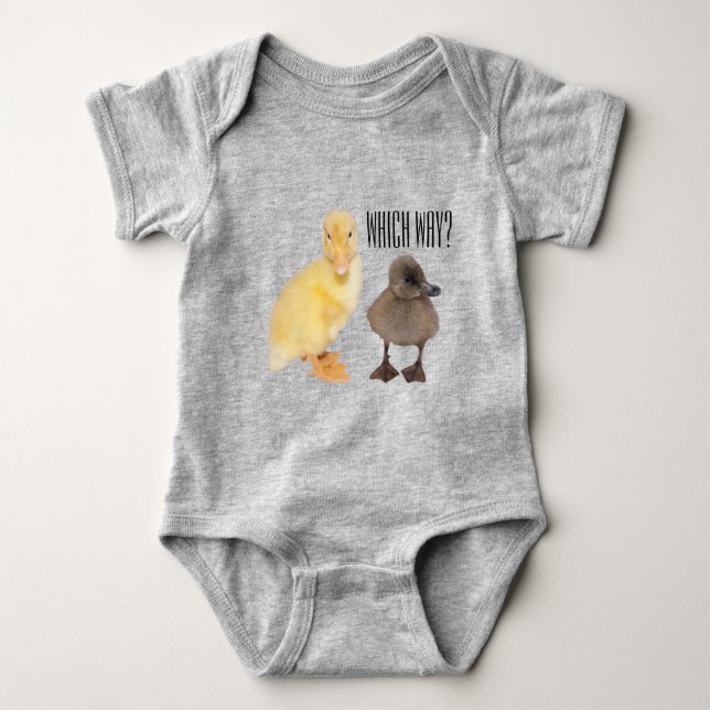 Cute Yellow and Gray Ducklings Photographs Baby Bodysuit (Front)