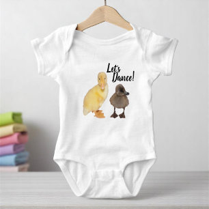 Cute Yellow and Gray Ducklings Photographs Baby Bodysuit