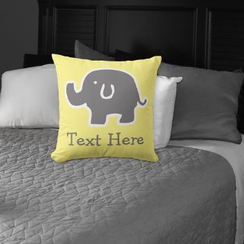 Cute Yellow And Gray Elephant Custom Kids Pillow by machomedesigns at Zazzle