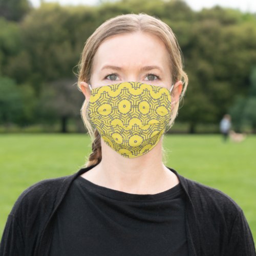 cute YELLOW AND GRAY GEOMETRIC design pattern  Ad Adult Cloth Face Mask