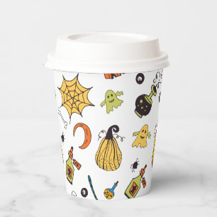 Cute Yellow and Green Boo Halloween Paper Cups