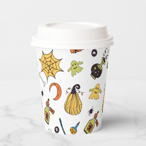 Cute Yellow and Green Boo Halloween Paper Cups