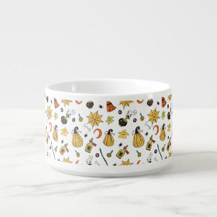 Cute Yellow and Green Boo Halloween Pattern Bowl
