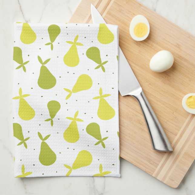 Cute Yellow and Green Pears Fruit Pattern Kitchen Towel (Quarter Fold)