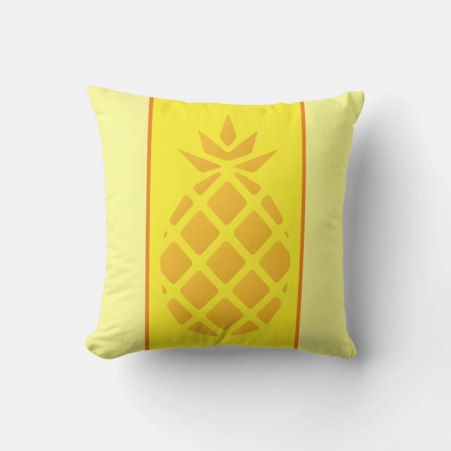 Cute Yellow And Orange Pineapple Monogram Throw Pillow (Front)