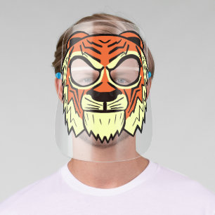 Cute Yellow and Orange Tiger Face Face Shield